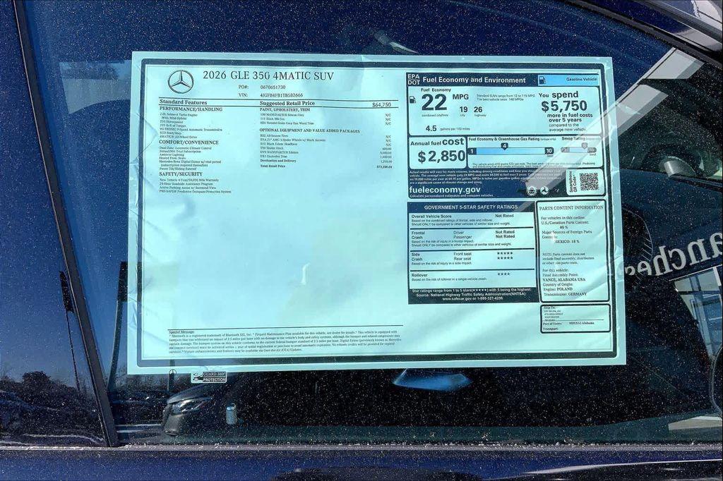 new 2026 Mercedes-Benz GLE 350 car, priced at $73,200