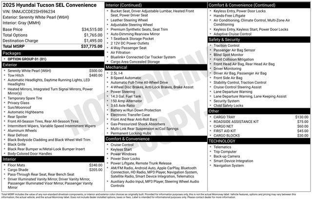 new 2025 Hyundai Tucson car, priced at $31,161