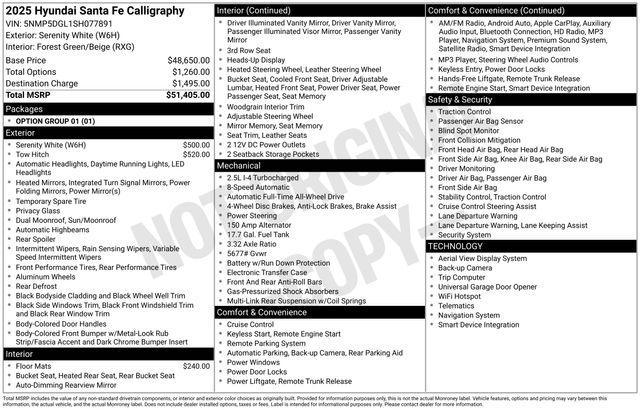 new 2025 Hyundai Santa Fe car, priced at $42,730