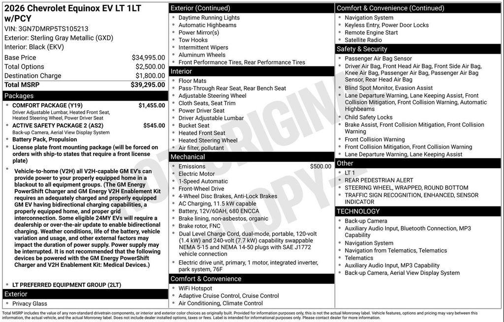 new 2026 Chevrolet Equinox EV car, priced at $29,818