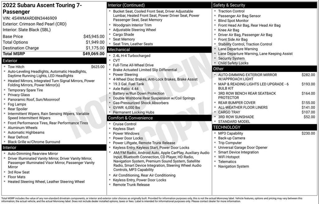 used 2022 Subaru Ascent car, priced at $32,988