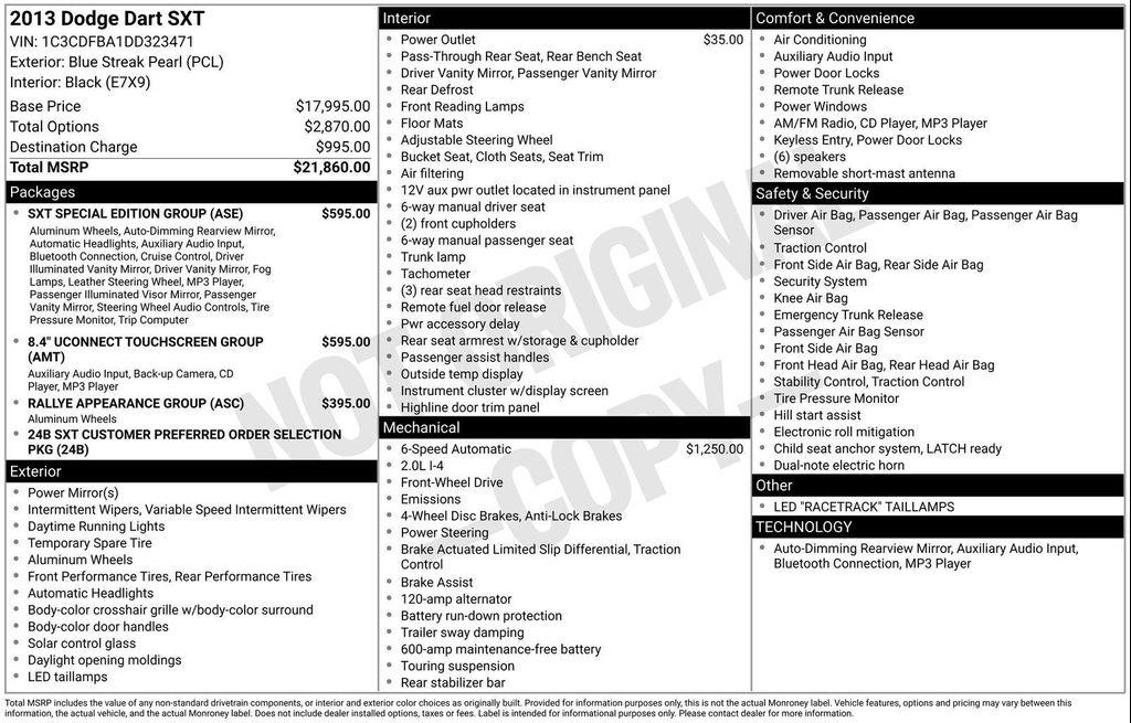 used 2013 Dodge Dart car, priced at $6,988