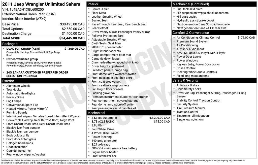 used 2011 Jeep Wrangler Unlimited car, priced at $11,624