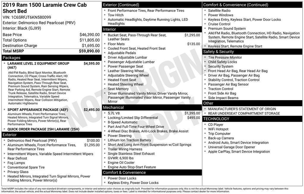 used 2019 Ram 1500 car, priced at $26,060