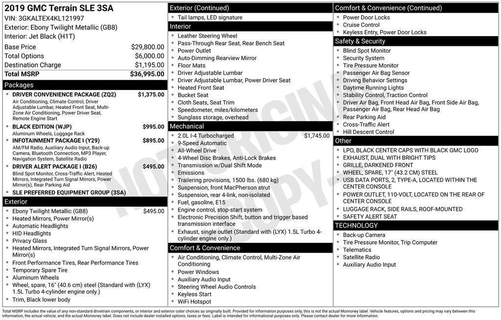 used 2019 GMC Terrain car, priced at $17,302