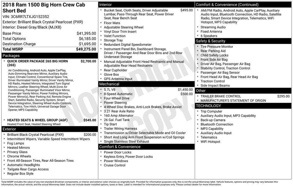 used 2018 Ram 1500 car, priced at $11,555