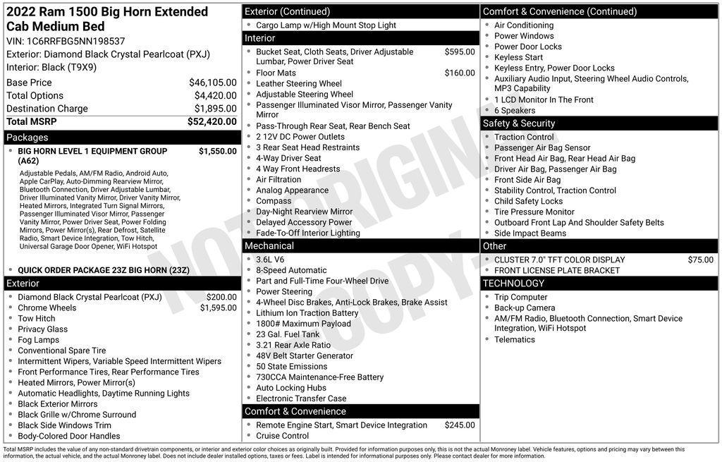 used 2022 Ram 1500 car, priced at $27,100