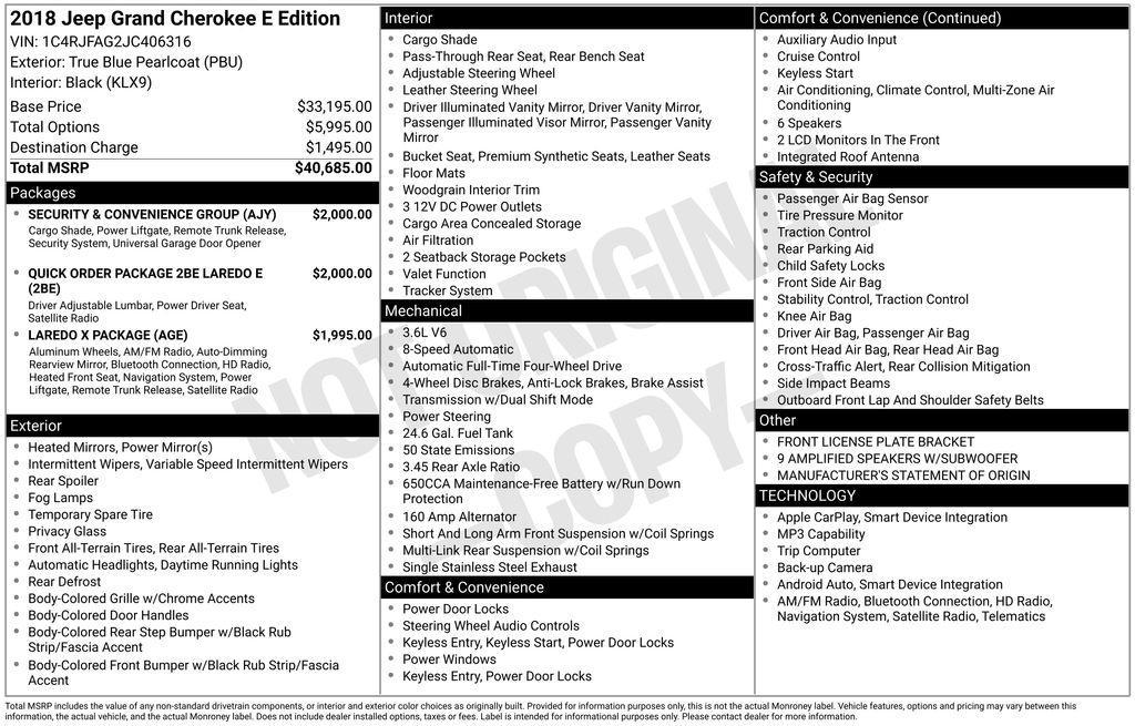 used 2018 Jeep Grand Cherokee car, priced at $14,799