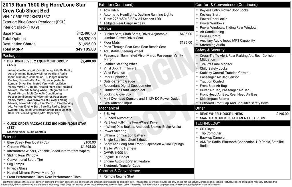 used 2019 Ram 1500 car, priced at $23,052