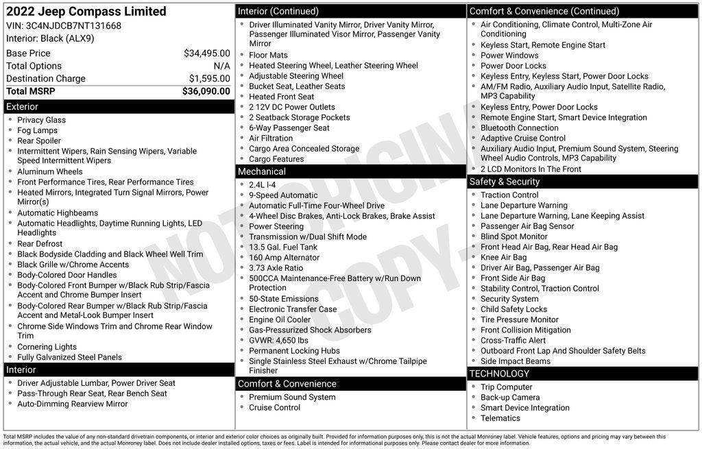 used 2022 Jeep Compass car, priced at $20,408