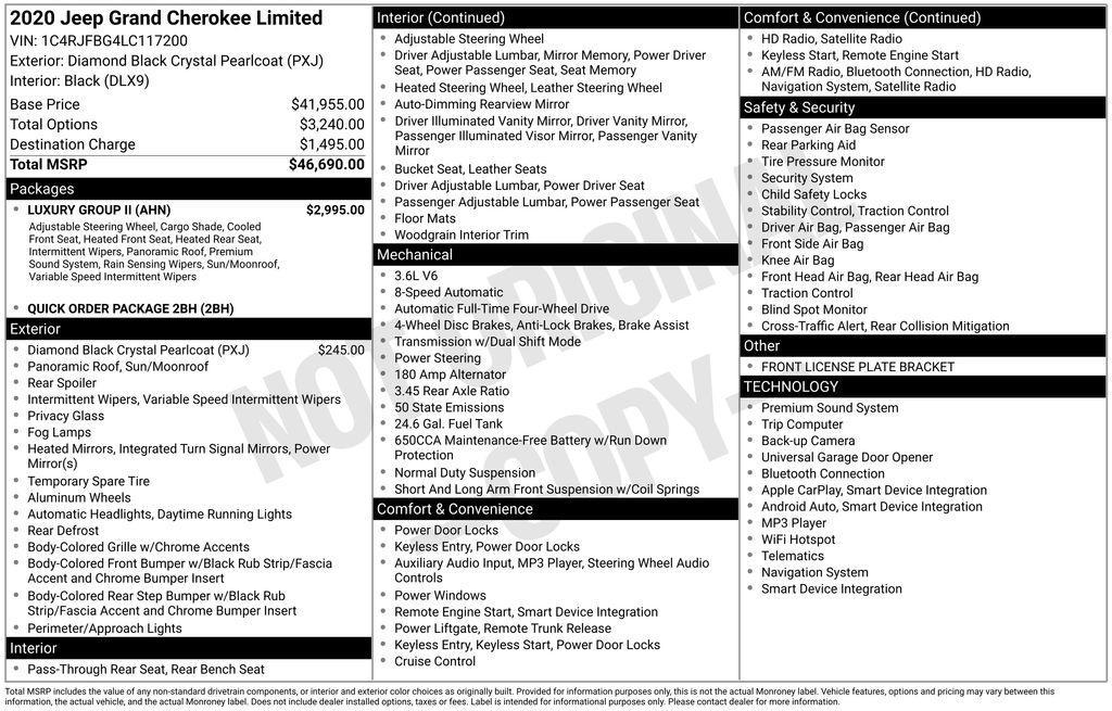 used 2020 Jeep Grand Cherokee car, priced at $20,197