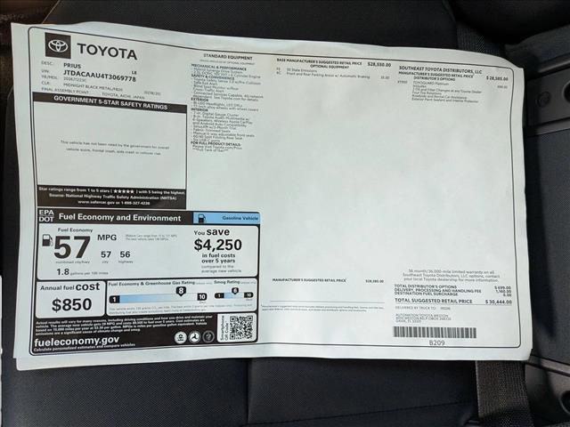 new 2026 Toyota Prius car, priced at $29,583