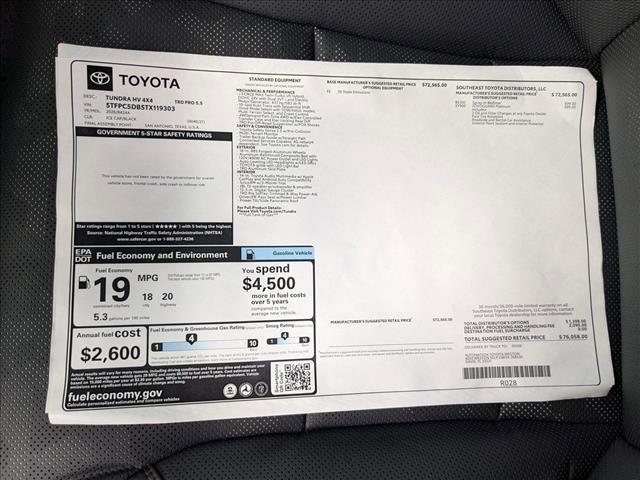 new 2026 Toyota Tundra Hybrid car, priced at $76,058