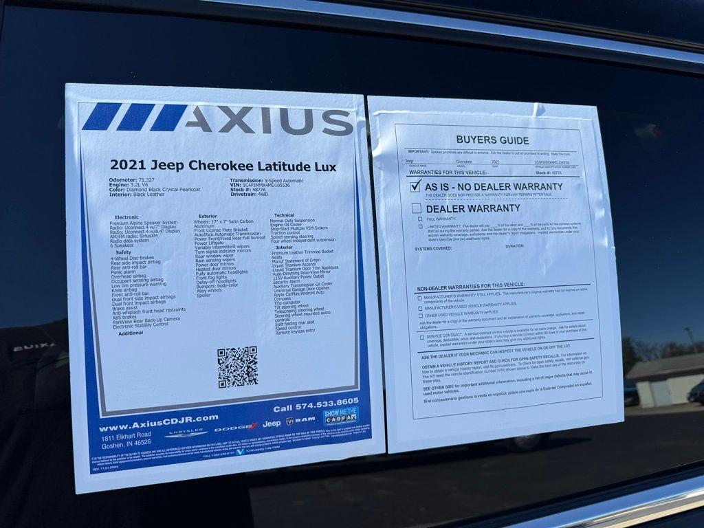 used 2021 Jeep Cherokee car, priced at $18,691