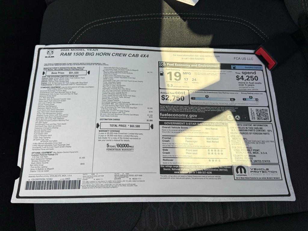 new 2025 Ram 1500 car, priced at $57,731