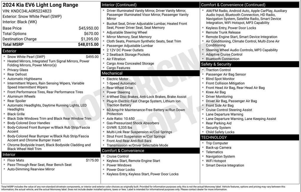 used 2024 Kia EV6 car, priced at $24,995