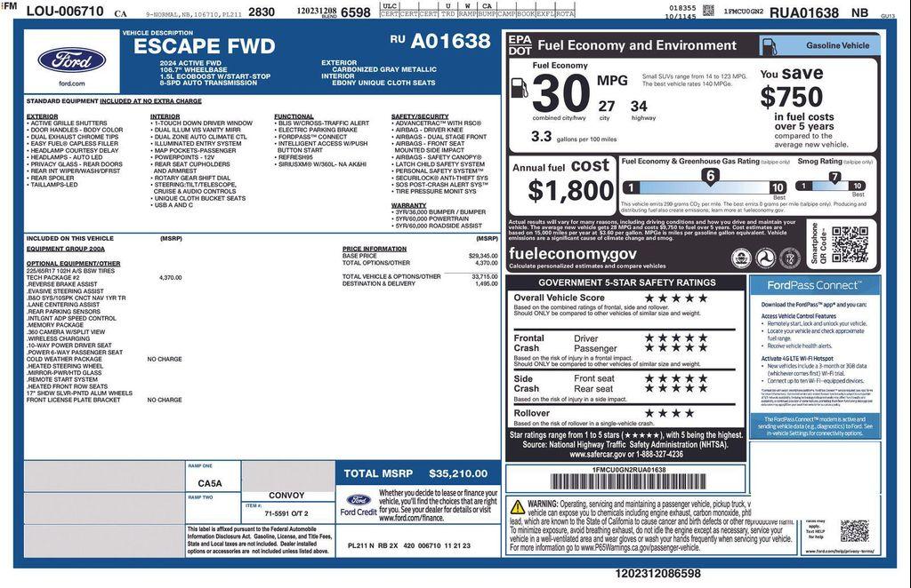 used 2024 Ford Escape car, priced at $21,000