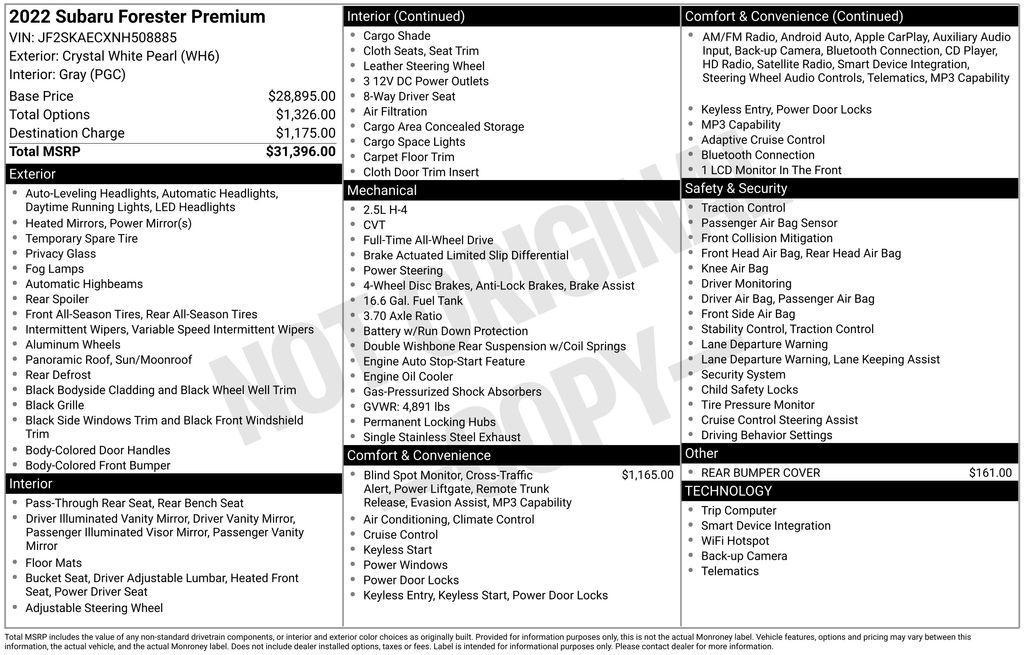 used 2022 Subaru Forester car, priced at $22,449