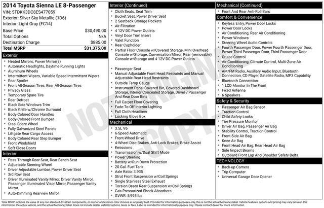used 2014 Toyota Sienna car, priced at $12,539