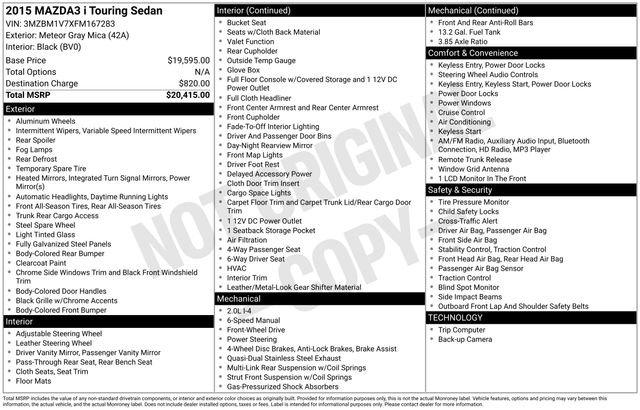 used 2015 Mazda Mazda3 car, priced at $7,999