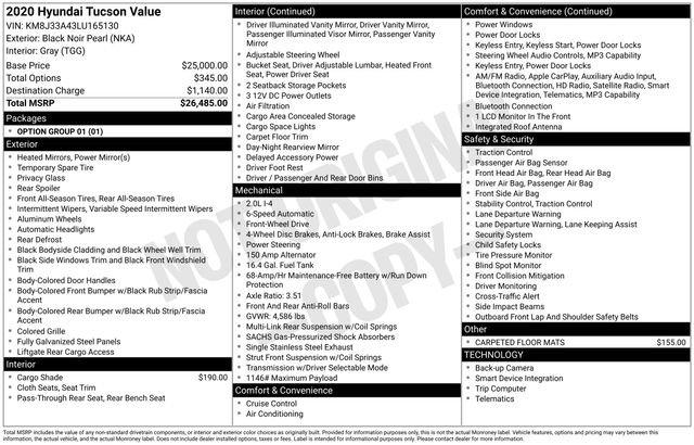 used 2020 Hyundai Tucson car, priced at $13,995