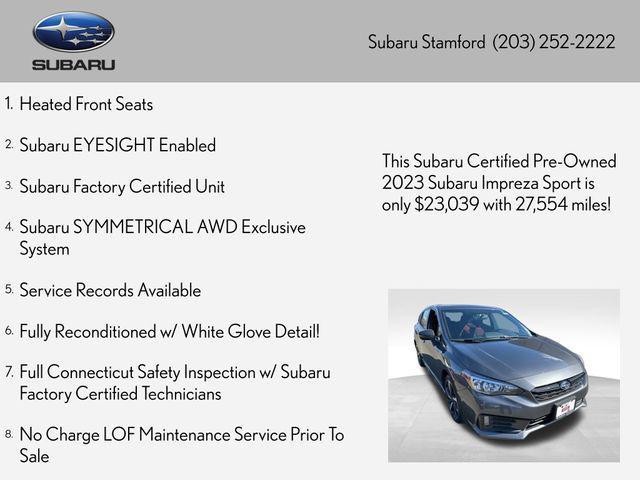 used 2023 Subaru Impreza car, priced at $23,638