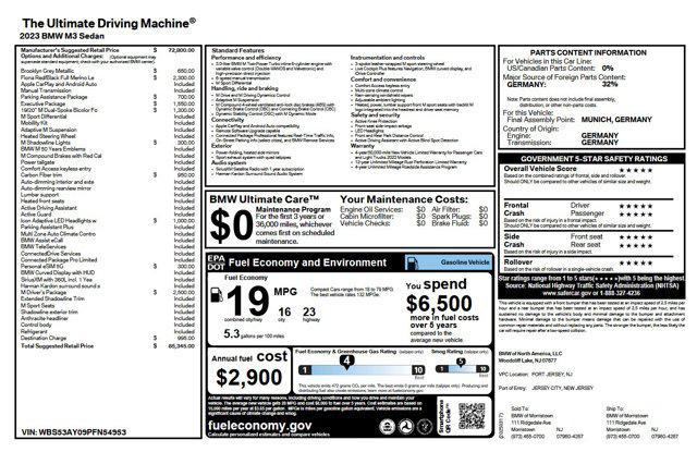 used 2023 BMW M3 car, priced at $76,950