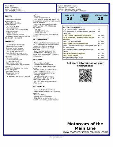 used 2013 Rolls-Royce Ghost car, priced at $109,950