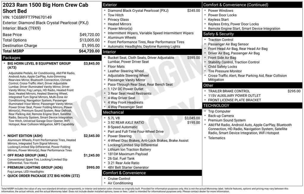 used 2023 Ram 1500 car, priced at $38,265