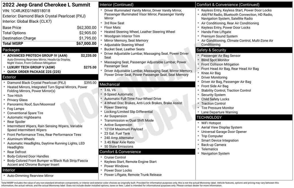 used 2022 Jeep Grand Cherokee L car, priced at $37,245