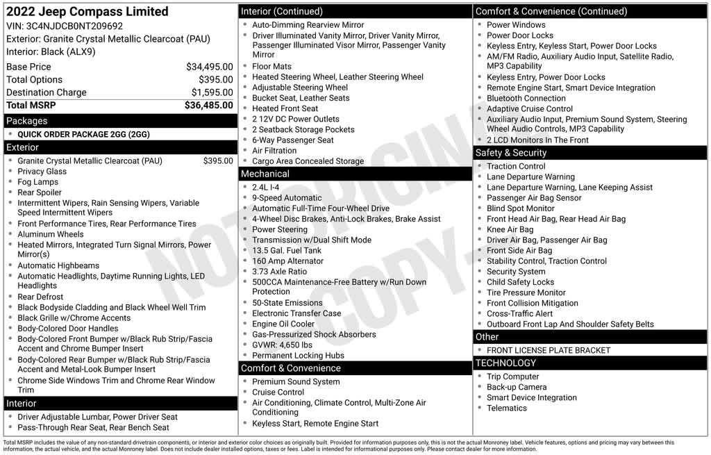 used 2022 Jeep Compass car, priced at $20,932