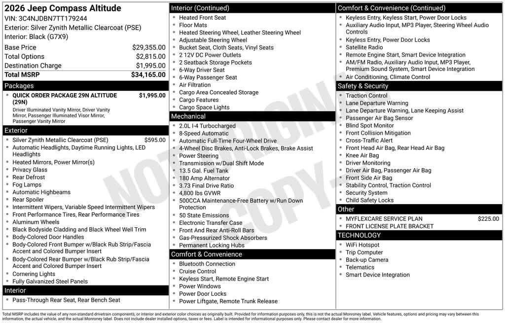 new 2026 Jeep Compass car, priced at $29,603
