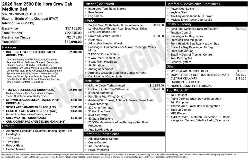 new 2026 Ram 2500 car, priced at $68,697