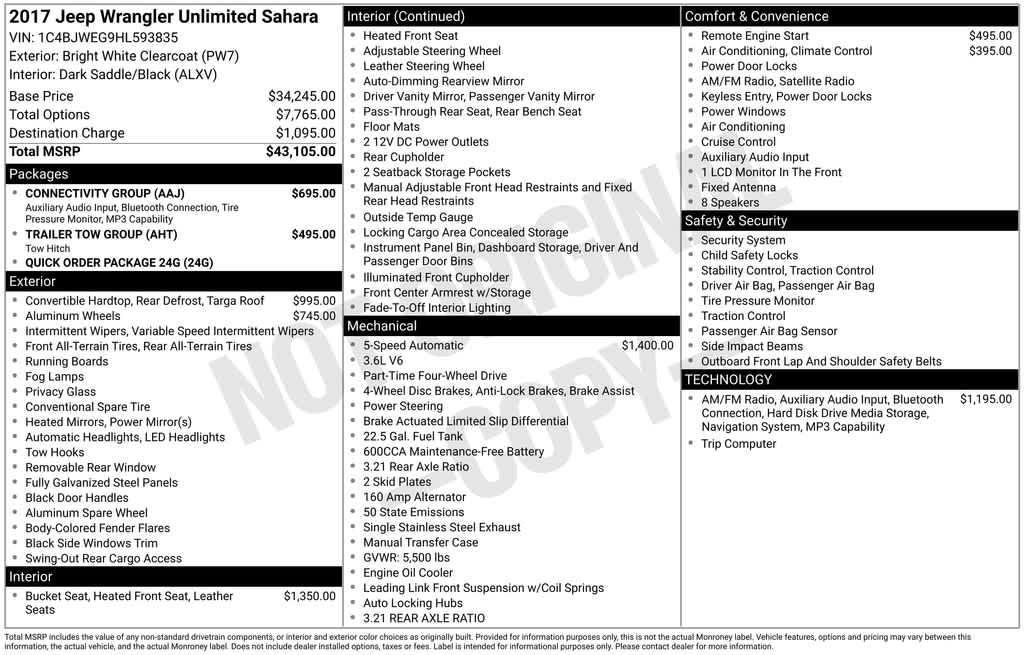used 2017 Jeep Wrangler Unlimited car, priced at $15,287