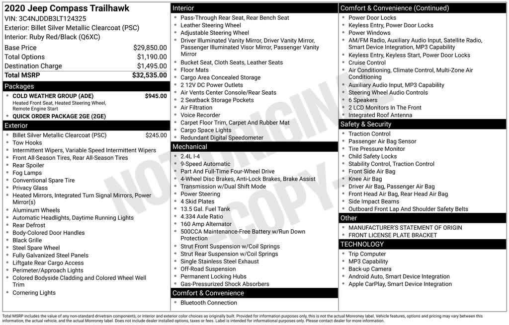 used 2020 Jeep Compass car, priced at $14,664