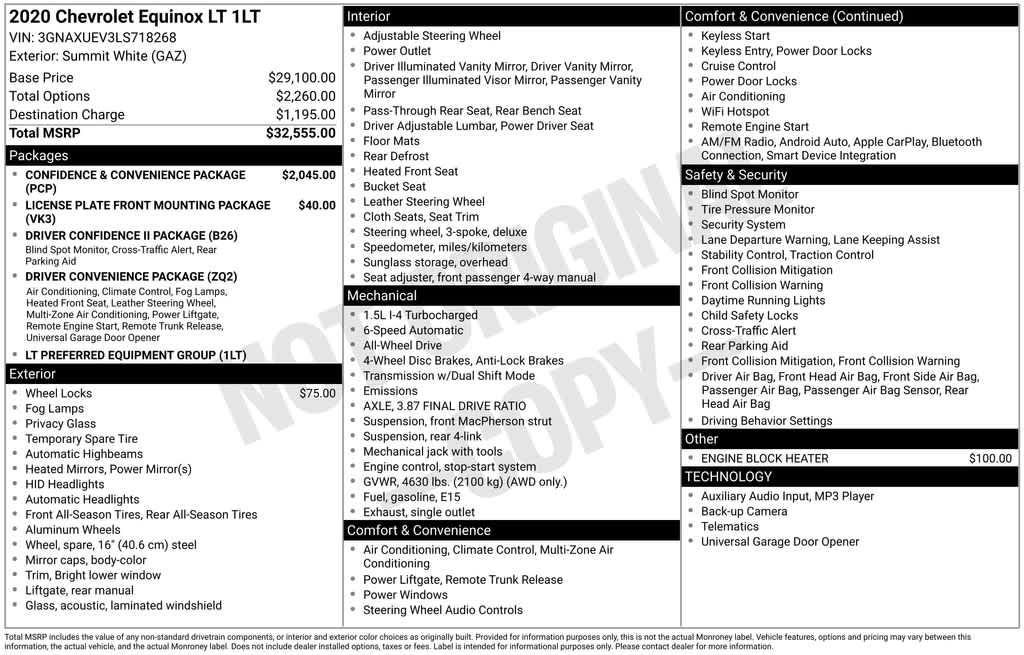 used 2020 Chevrolet Equinox car, priced at $18,257