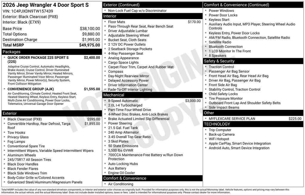 new 2026 Jeep Wrangler car, priced at $47,377