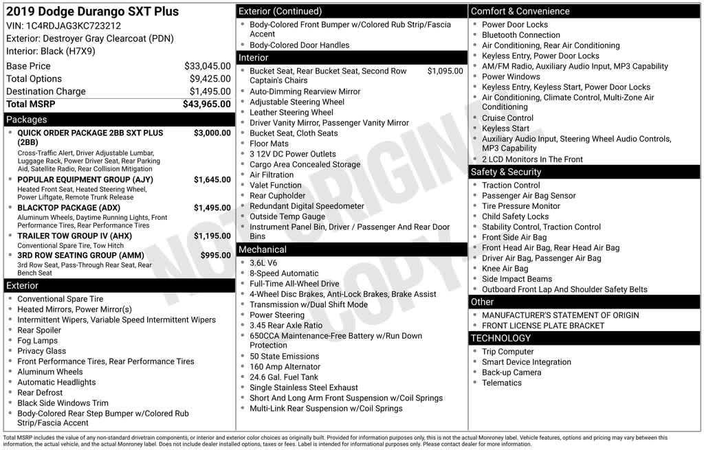 used 2019 Dodge Durango car, priced at $20,917