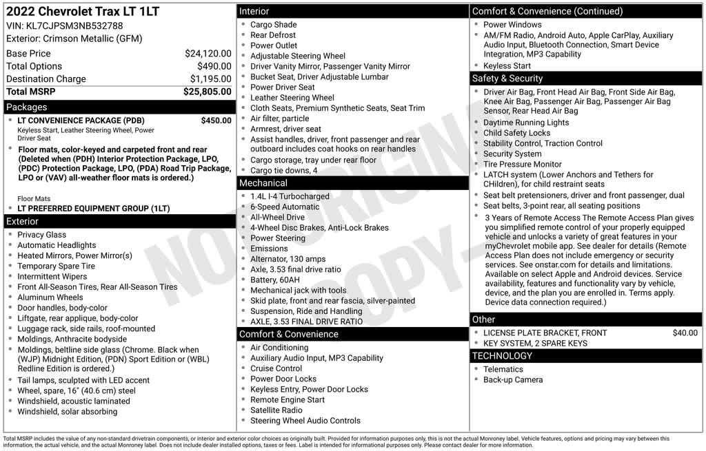 used 2022 Chevrolet Trax car, priced at $15,803
