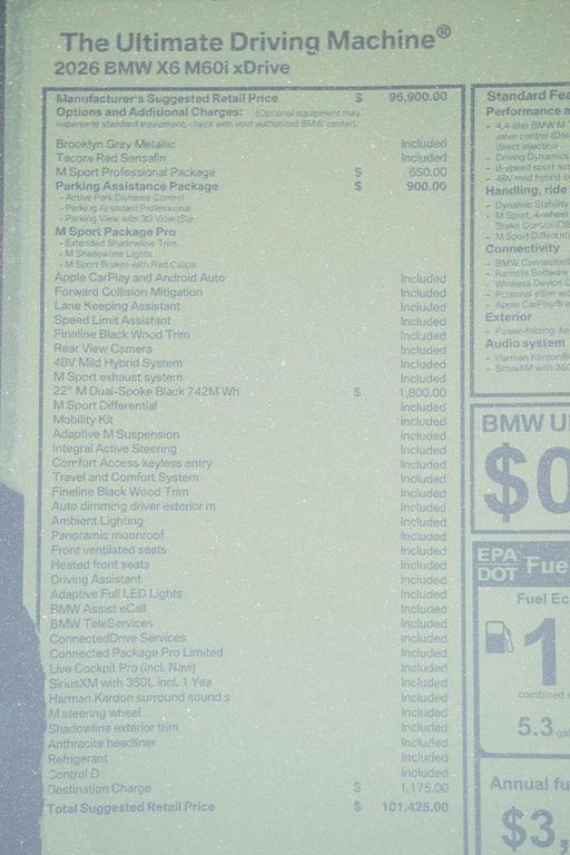 new 2026 BMW X6 car, priced at $101,425