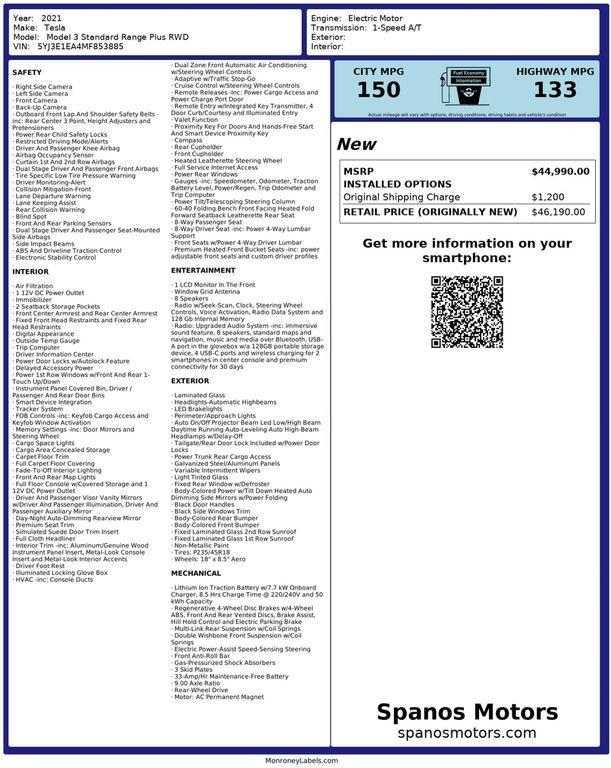 used 2021 Tesla Model 3 car, priced at $18,950