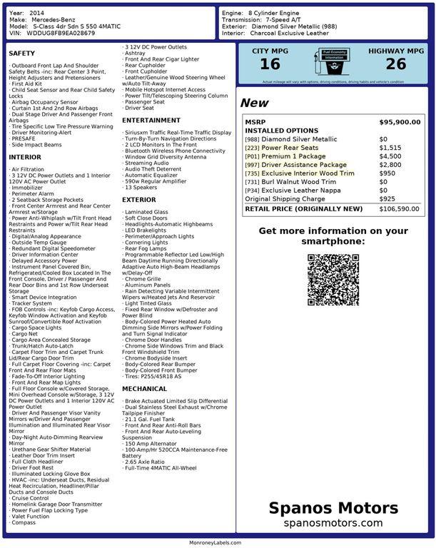 used 2014 Mercedes-Benz S-Class car, priced at $23,290