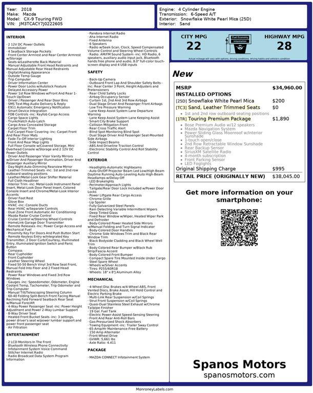 used 2018 Mazda CX-9 car, priced at $16,950