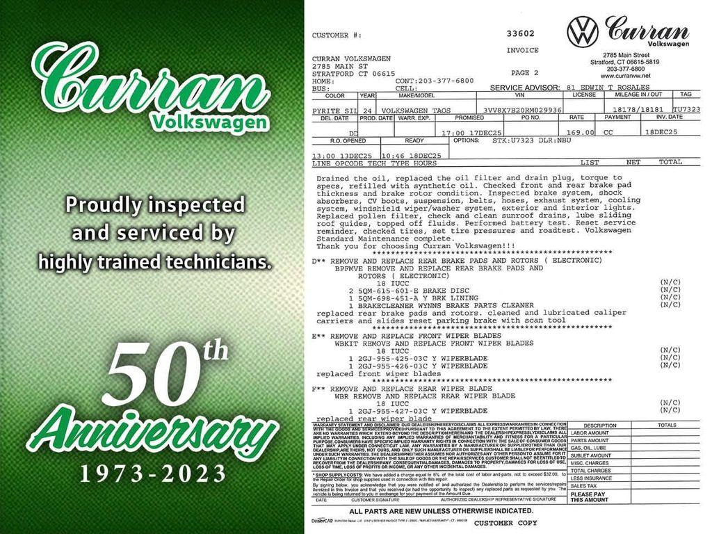 used 2024 Volkswagen Taos car, priced at $20,917