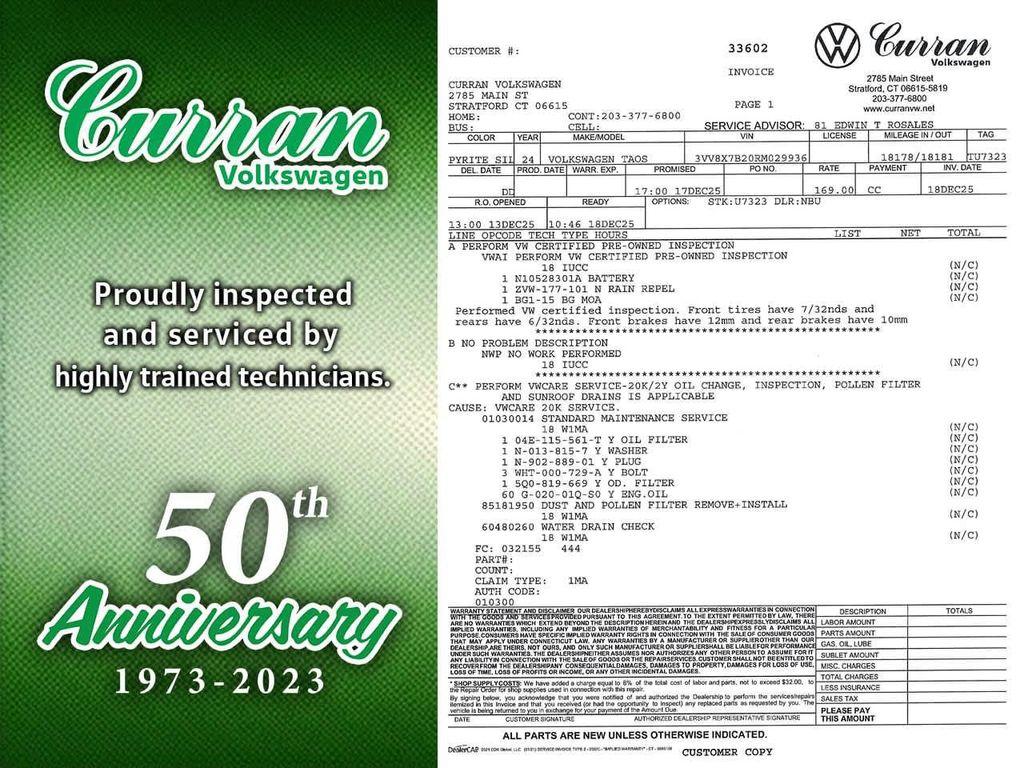 used 2024 Volkswagen Taos car, priced at $20,917