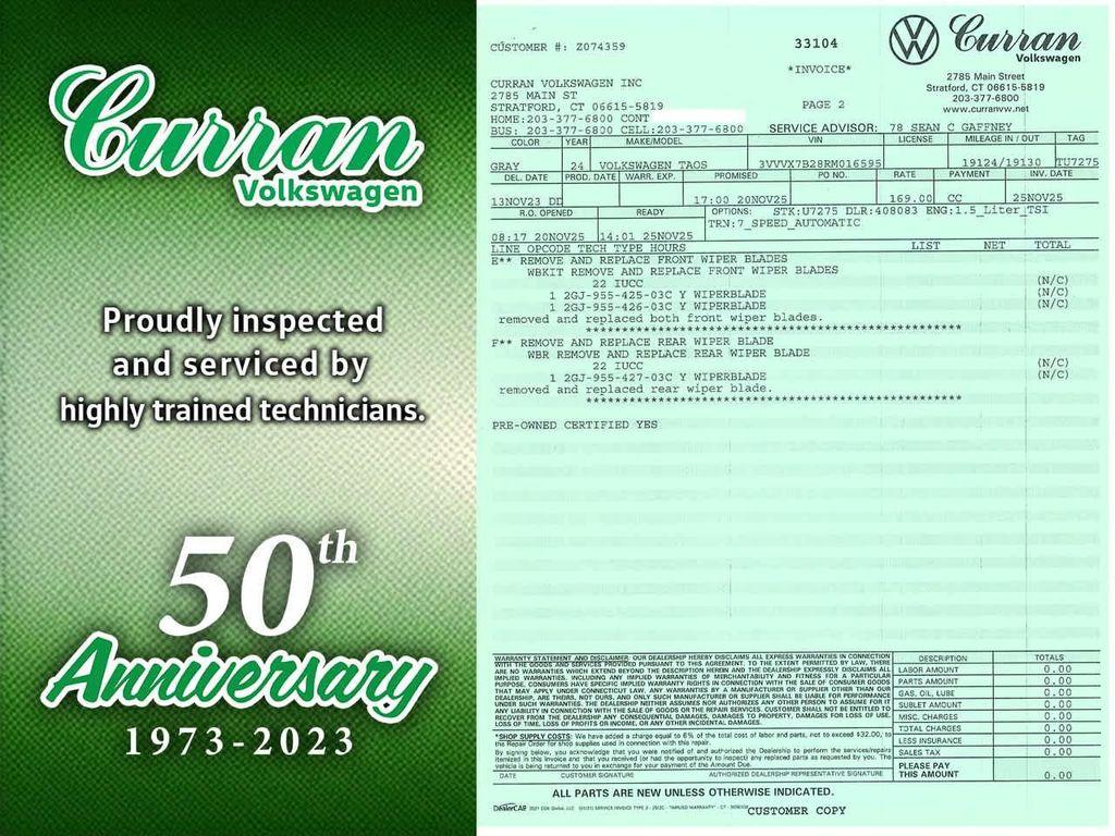 used 2024 Volkswagen Taos car, priced at $23,655