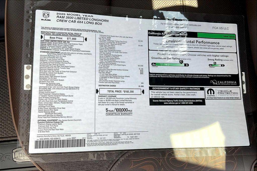 new 2025 Ram 3500 car, priced at $93,002