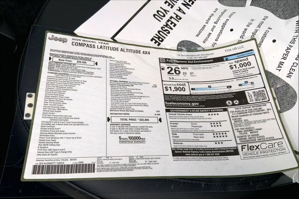 new 2026 Jeep Compass car, priced at $33,805