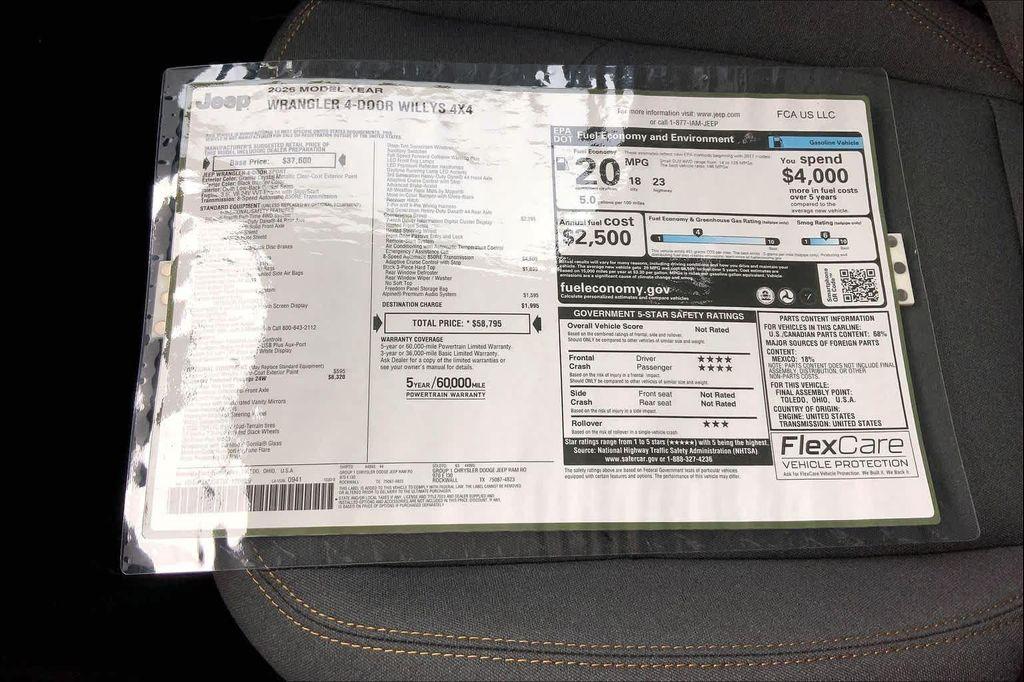 new 2026 Jeep Wrangler car, priced at $49,767