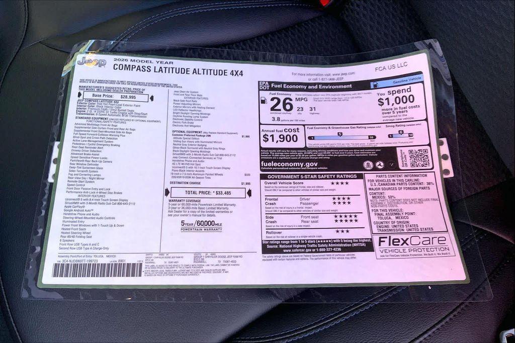 new 2026 Jeep Compass car, priced at $33,485